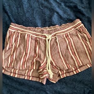 Roxy Pink and White  Striped Shorts